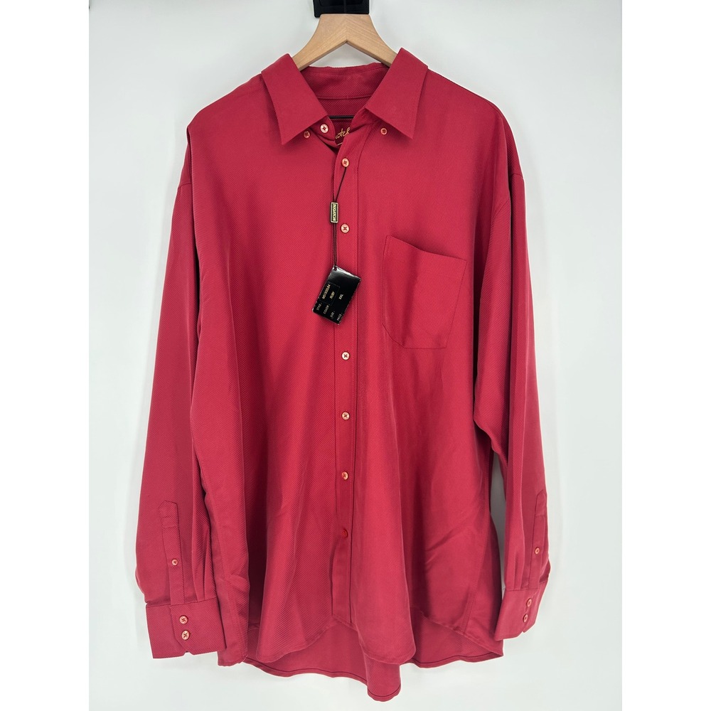 "NWT" Bugatchi Uomo Ruby Print Button Up Long Sleeve Dress Shirt- Men's Size XXL